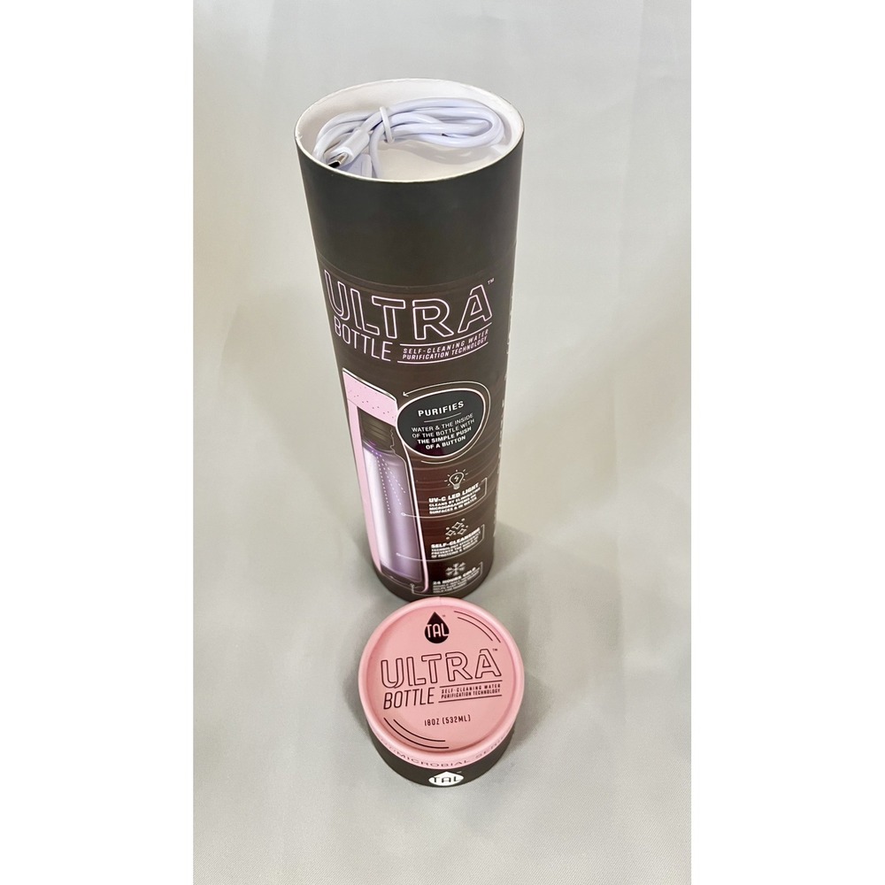 Tal Ultra Water Bottle 18ozSelf Cleaning Water Purification Technology NIB Pink
